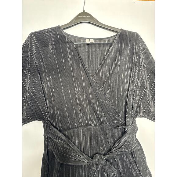 ASOS DESIGN plisse wrap tie romper short sleeves black size 12 - Picture 7 of 12